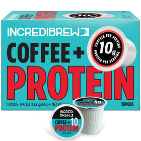 Incredibrew protein coffee pod 10g, visible protein boost in a single brew.