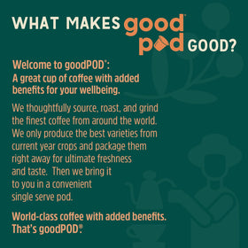 Independence Coffee Co. GoodPOD Brain Booster box on kitchen counter for daily rituals.