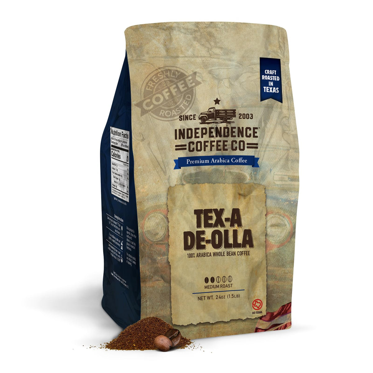 Independence Coffee Co Tex-a de Olla bag shows cinnamon and brown sugar aroma for cozy mornings.