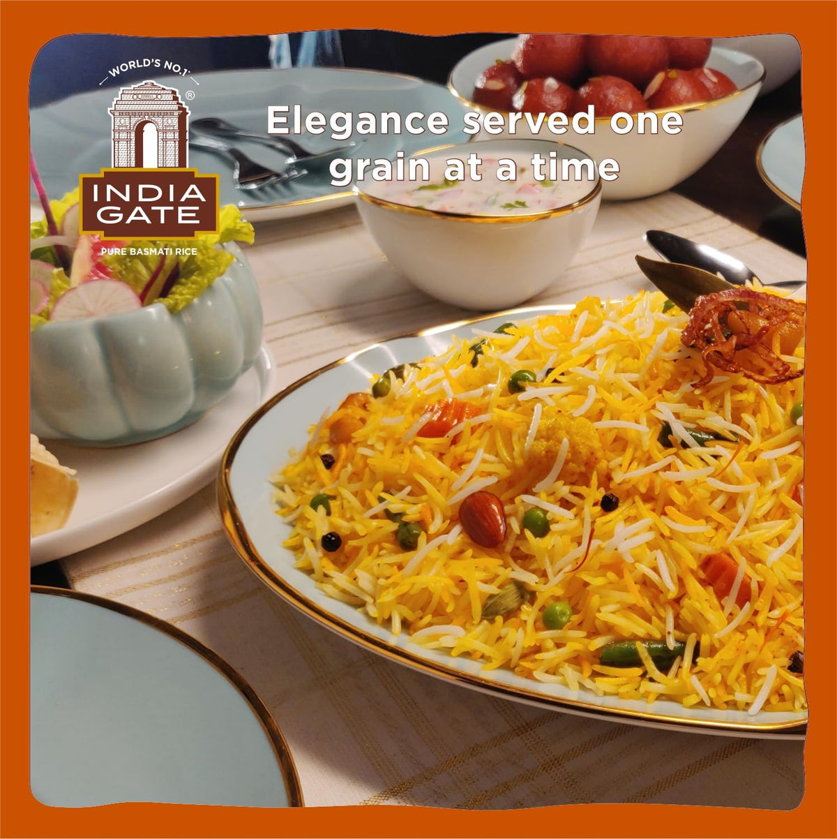 India Gate aroma-rich basmati promises fragrant, elevated meals with each serving.