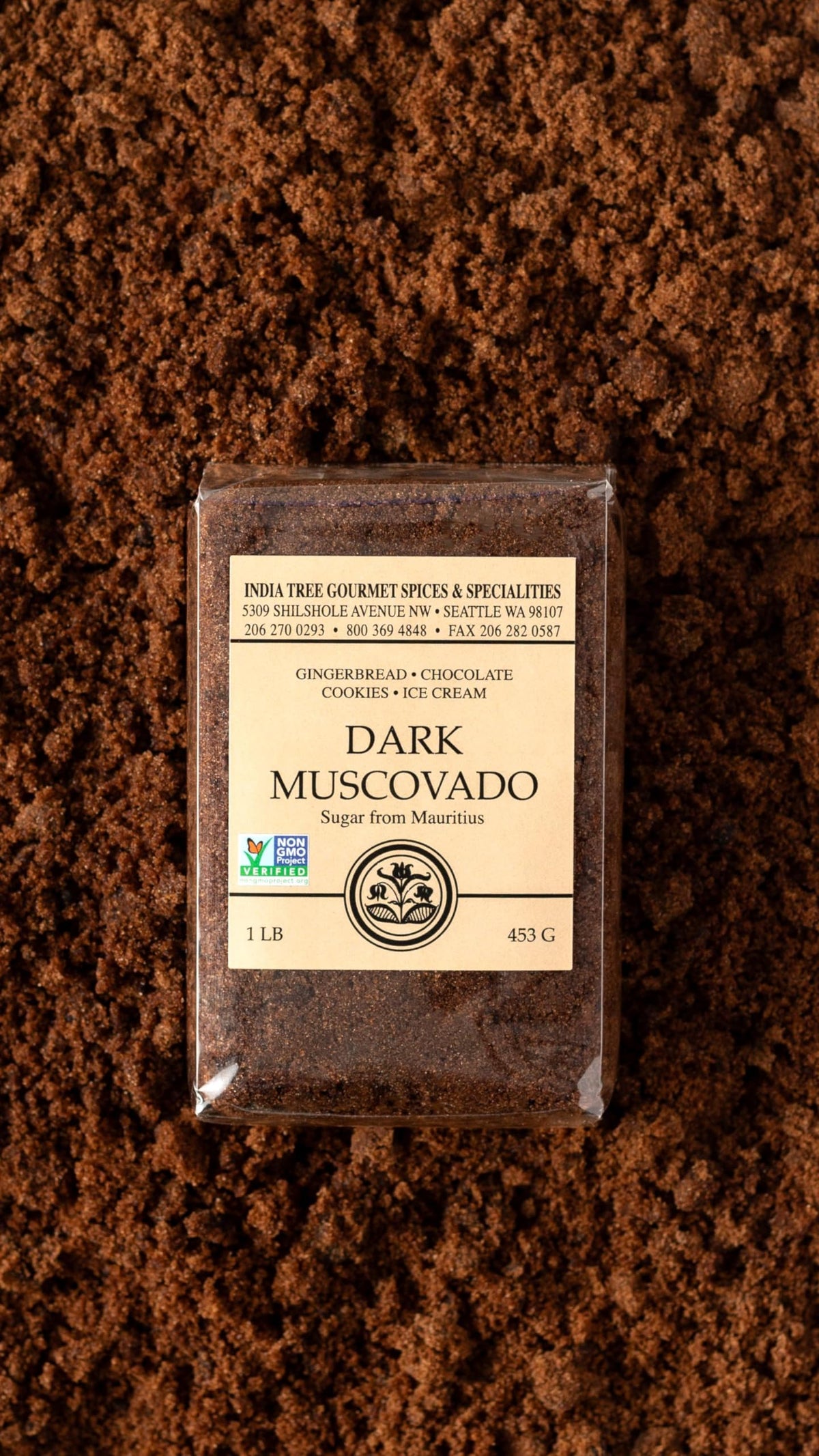Amber-colored India Tree Dark Muscovado Sugar for rich desserts