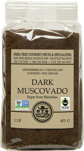 India Tree Dark Muscovado Sugar pack of four 1 lb bags for baking