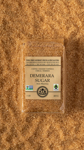 Demerara sugar topping on baked goods adds crunchy texture and caramel notes.