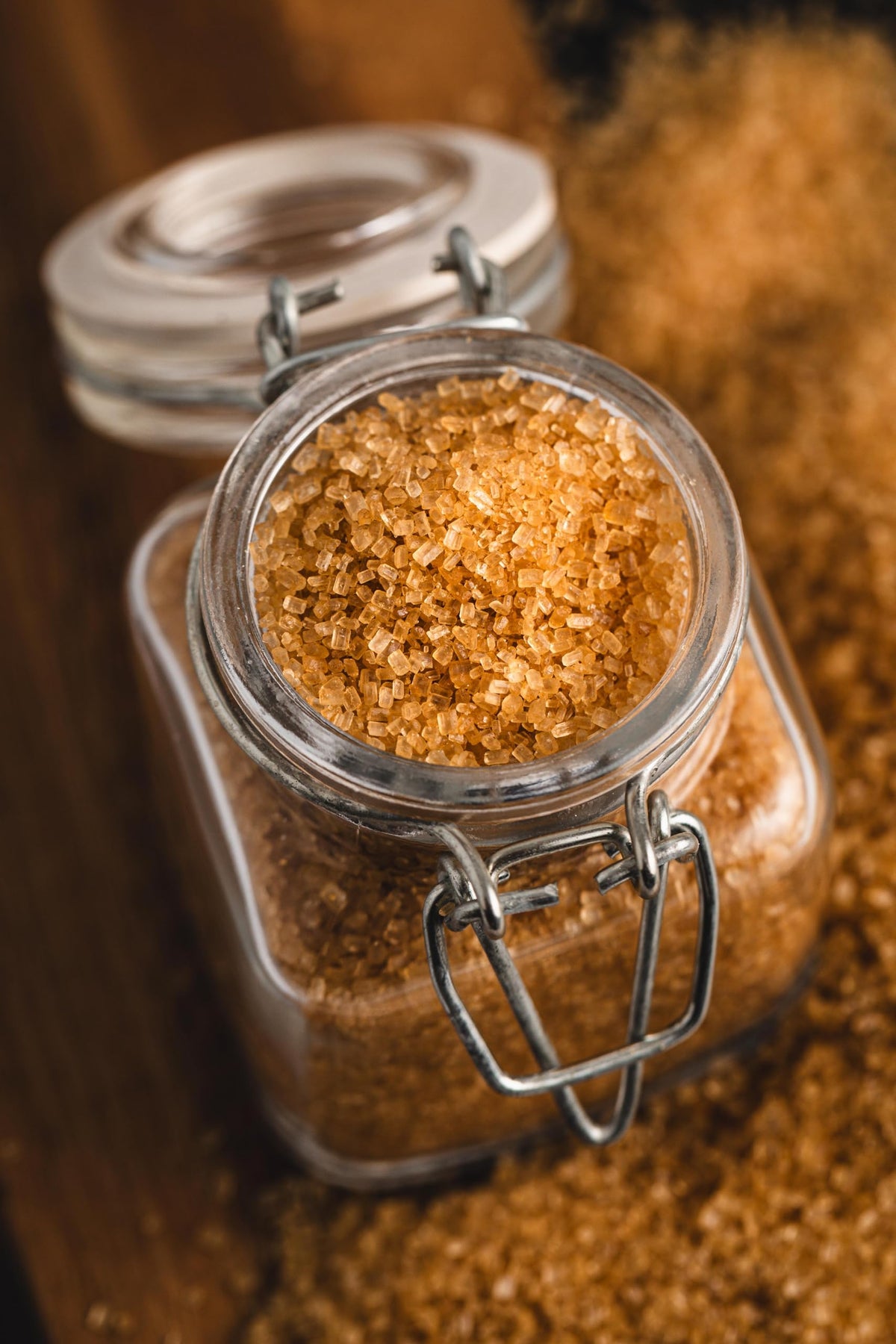 Close-up of coarse crystals from India Tree Demerara Sugar highlights texture for baking.