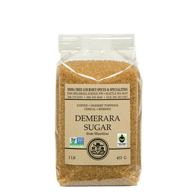 India Tree Demerara sugar coarse crystals in coffee with warm molasses notes.