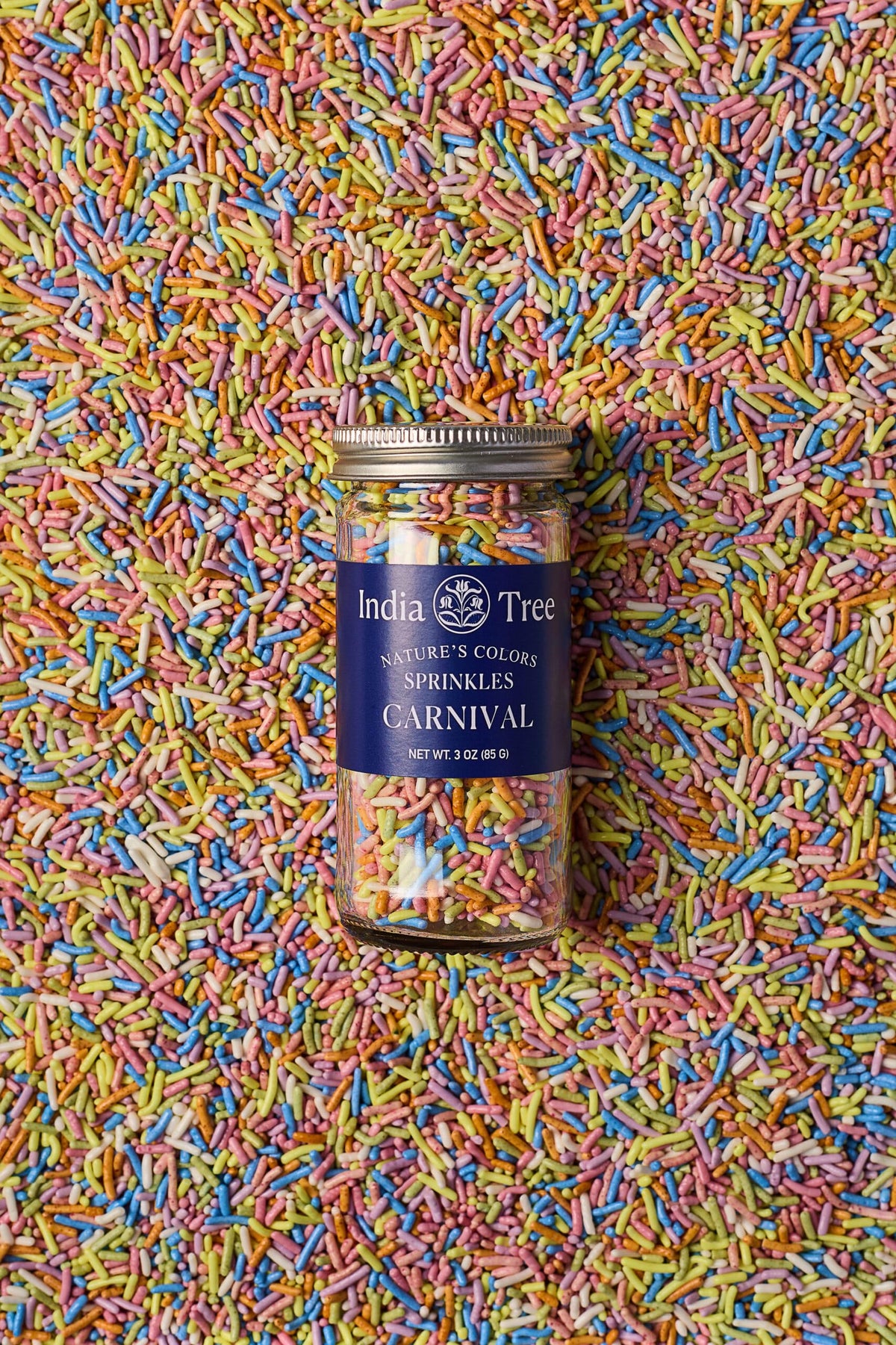 India Tree Pastel Rainbow Sprinkles in a bowl ready for high-volume decorating.