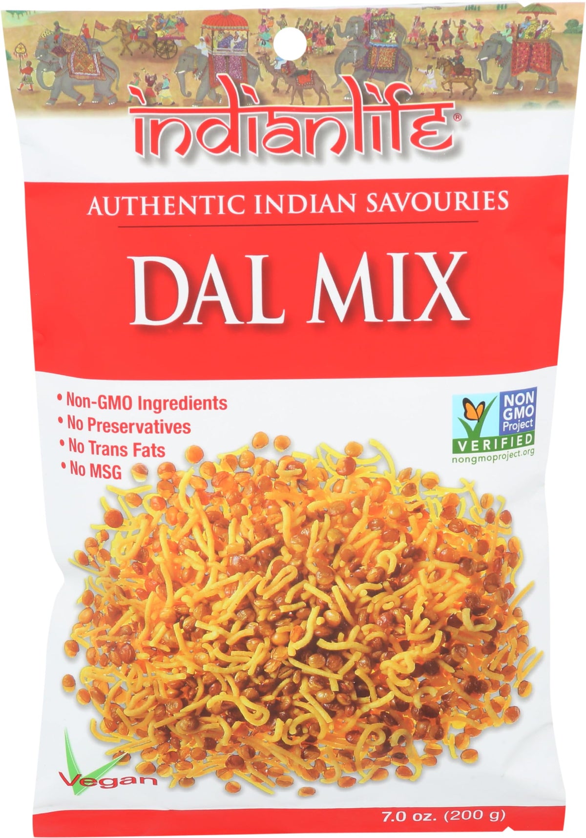 Indianlife Snack Mix Dal 7oz pack: savory snack ready to enjoy anywhere.
