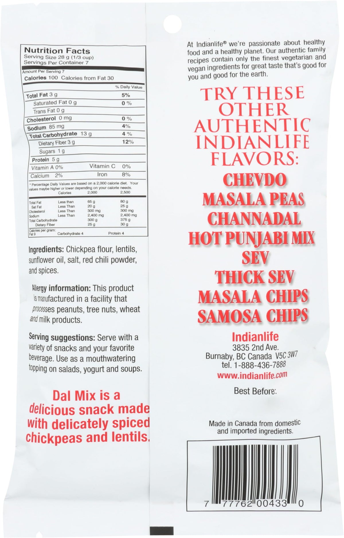 Indianlife Snack Mix Dal closeup: vibrant spices and crunchy dal for flavor.