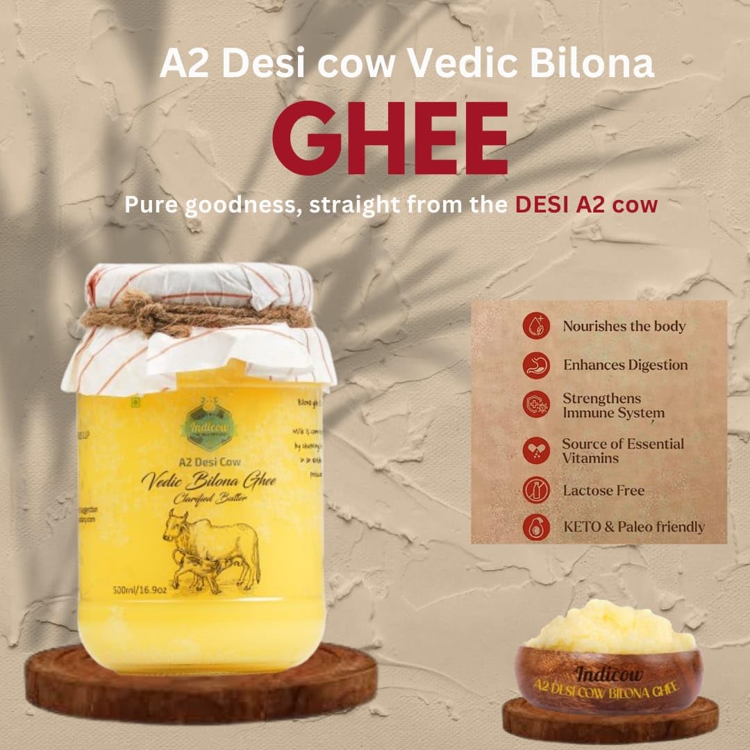 Indicow A2 Desi Sahiwal ghee pan aroma steam indicates rich flavor.