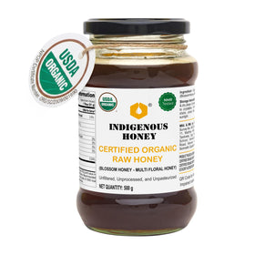 INDIGENOUS HONEY 17-64 oz glass jar front view for everyday sweetening