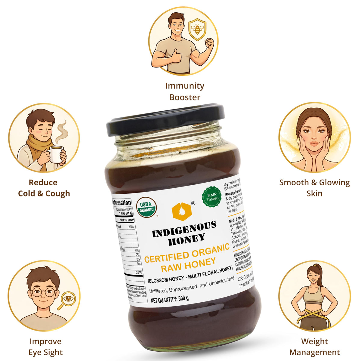 INDIGENOUS HONEY certified organic seal signals quality and sustainable sourcing