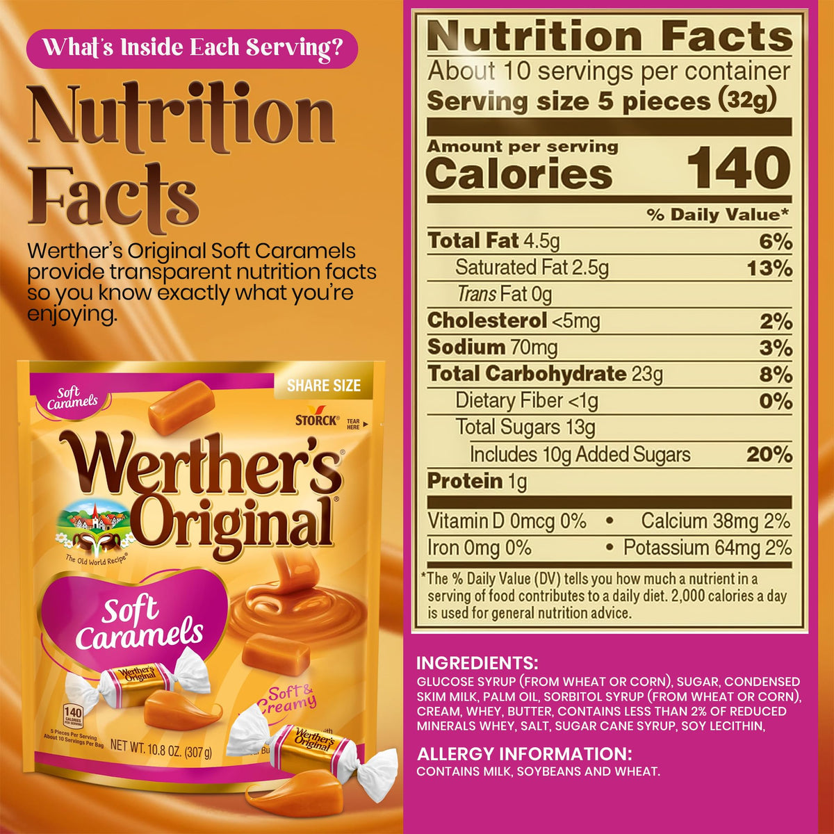 Individually wrapped Werther's candies make office desks or party bowls easy.