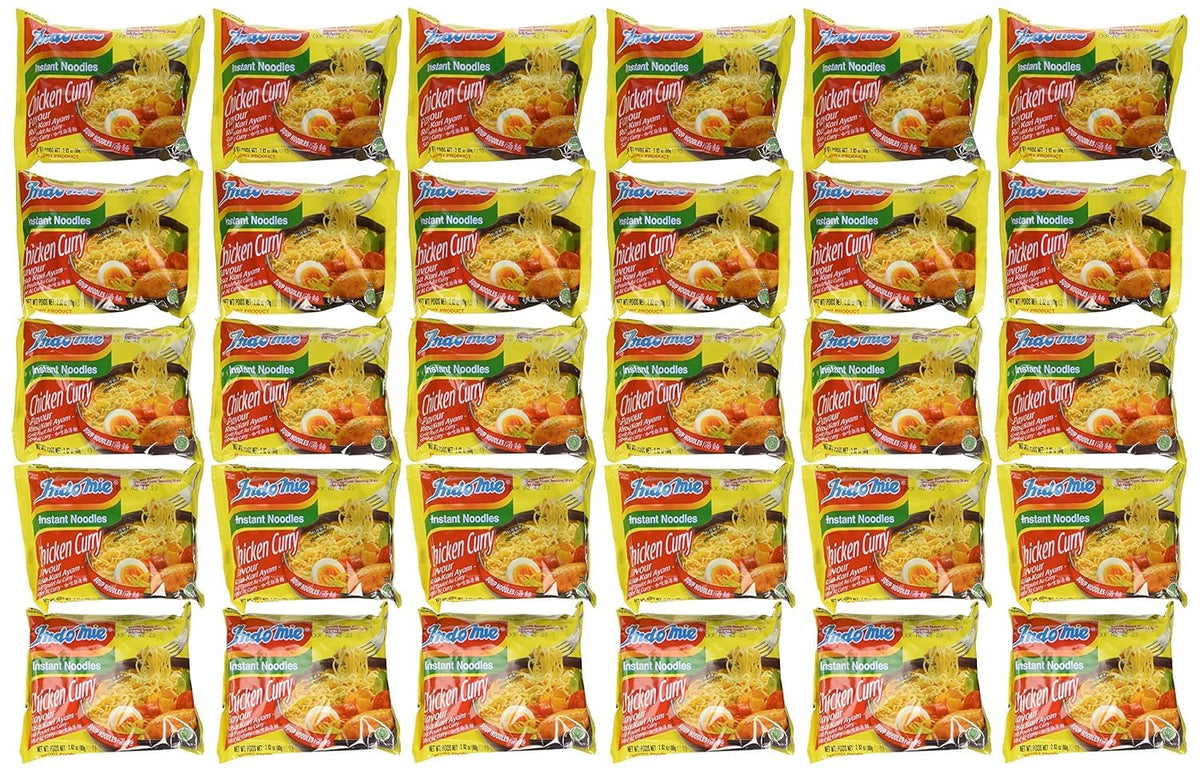 Indomie Chicken Curry Soup pack of 30 noodles ready to cook for quick meals.