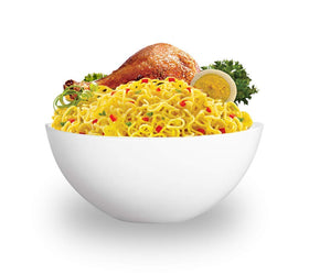 Indomie halal certification badge visible on Mi Goreng packaging.