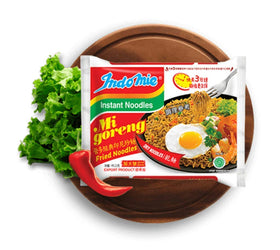 Indomie Mi Goreng noodles cooked and stir-fried, ready in minutes.