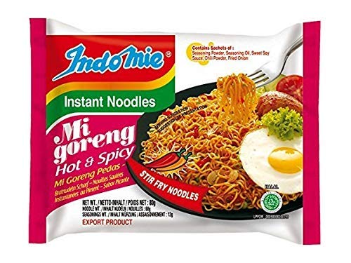 Indomie Mi Goreng noodles pack with 10 packets for quick meals.