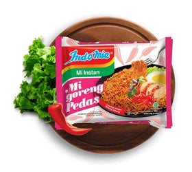 Indomie Mi Goreng packets with sauces ready for stirring