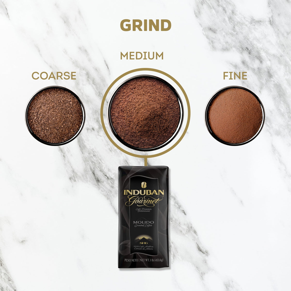 Induban Gourmet cup with medium roast and chocolate-red fruit notes.