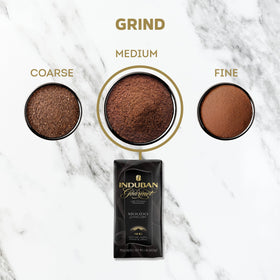 Induban Gourmet cup with medium roast and chocolate-red fruit notes.