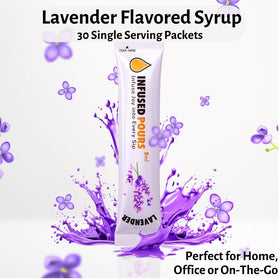Infused Pours lavender syrup 30-count bag offers convenient single servings on the go.