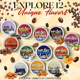 InfuSio Bourbon Pecan pod—rich caramel notes for breaks.