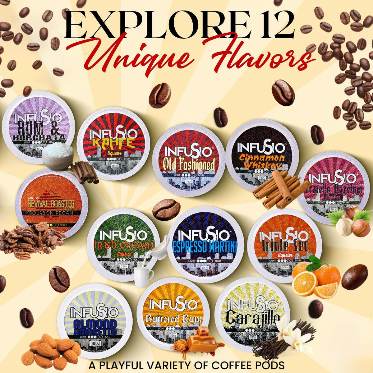 InfuSio espresso martini pod viewed in a cup-ready coffee moment.