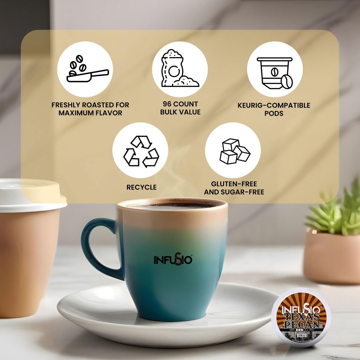 InfuSio flavored coffee 12-blend pack showcasing variety at a glance