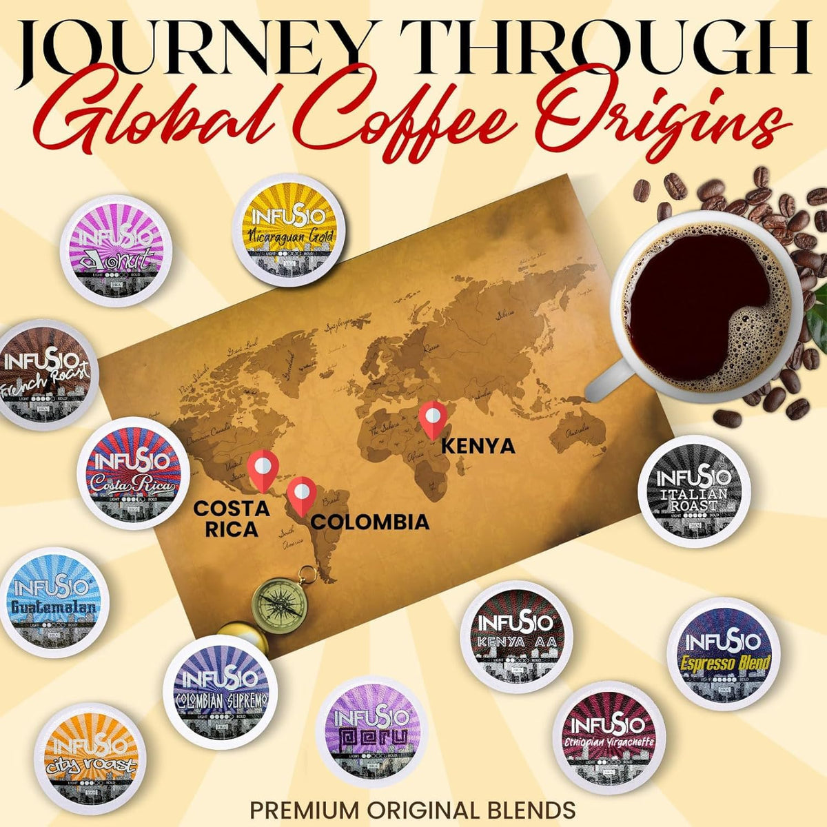 InfuSio fresh Arabica aroma hints at vibrant flavors.