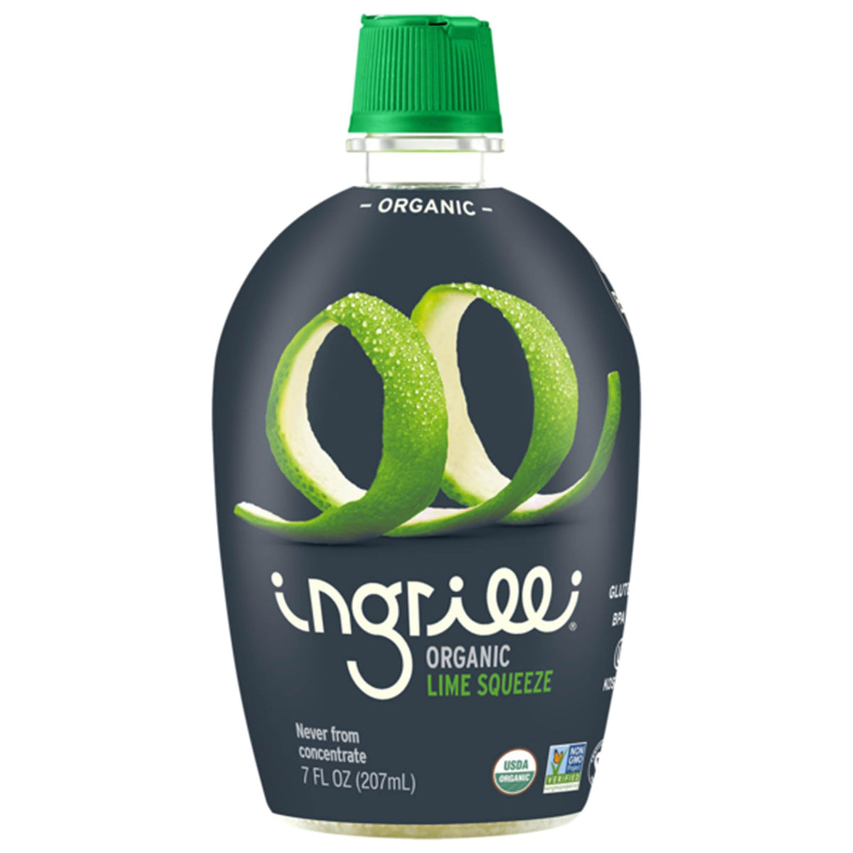 Ingrilli Lime Squeeze label-close showing organic certification and lime aroma