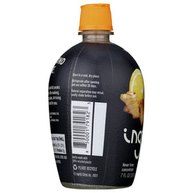 Ingrilli organic ginger juice closeup highlighting fresh, natural color.