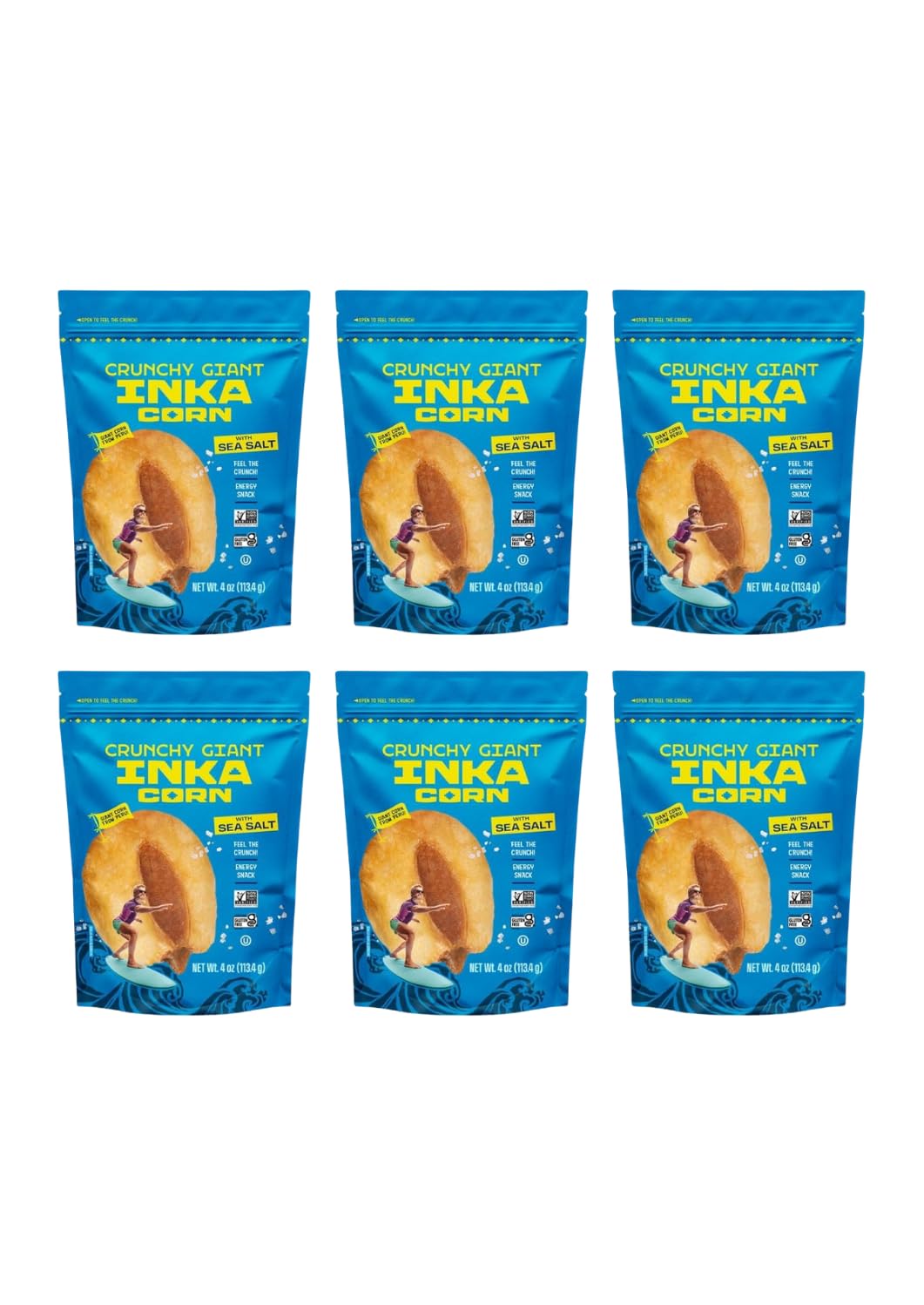 Inka Corn Nuts Original Roasted Giant Corn, crunchy texture, gluten-free and dairy-free.