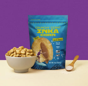 Inka Corn Nuts Giant Corn Snack, non-GMO and vegan ingredients.