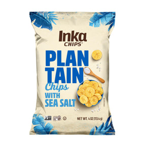 Inka Crops Sea Salt Plantains chips front view, crisp gluten-free snack