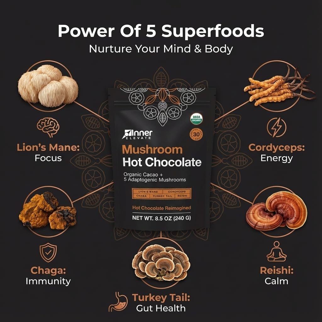 Inner Elevate ceremonial cacao powder in scoop demonstrates rich flavor with no artificial sweeteners