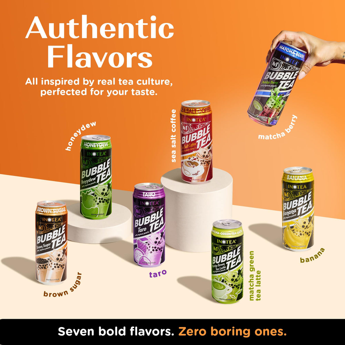 INOTEA matcha berry bubble tea can blends tea and berry brightness with pearls.