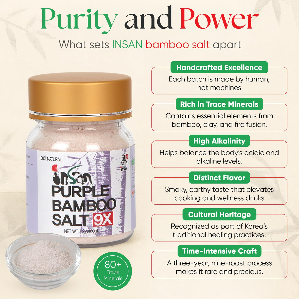 Beauty routine with Insan 9X bamboo salt as a purifying powder