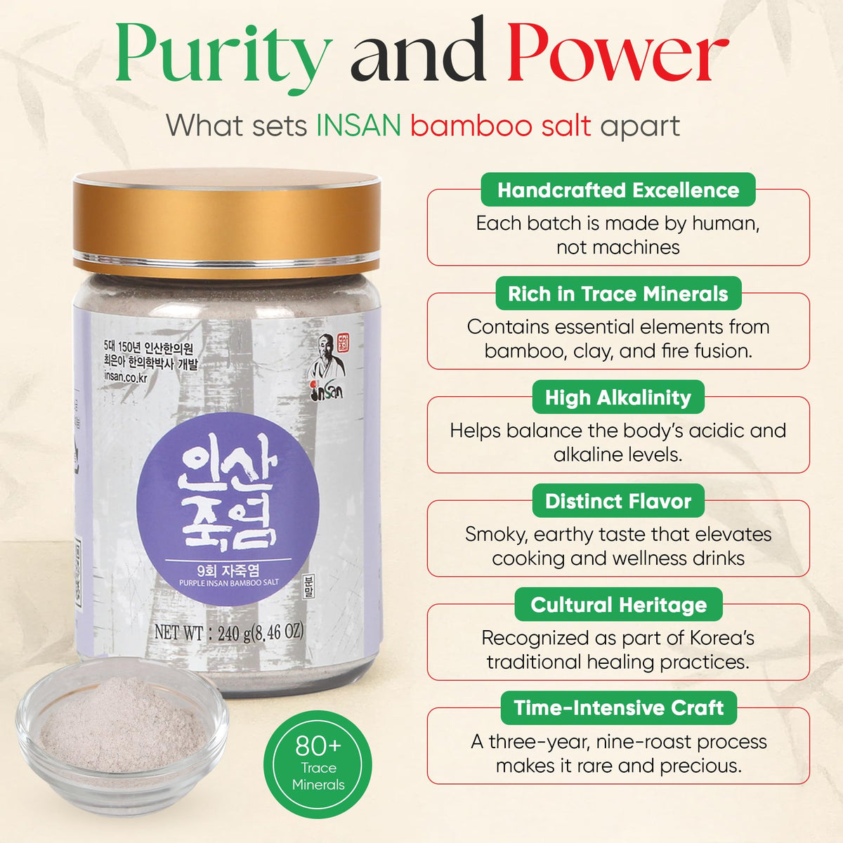 INSAN BAMBOO SALT beauty ritual scrub sample emphasizing glow and cleanse.