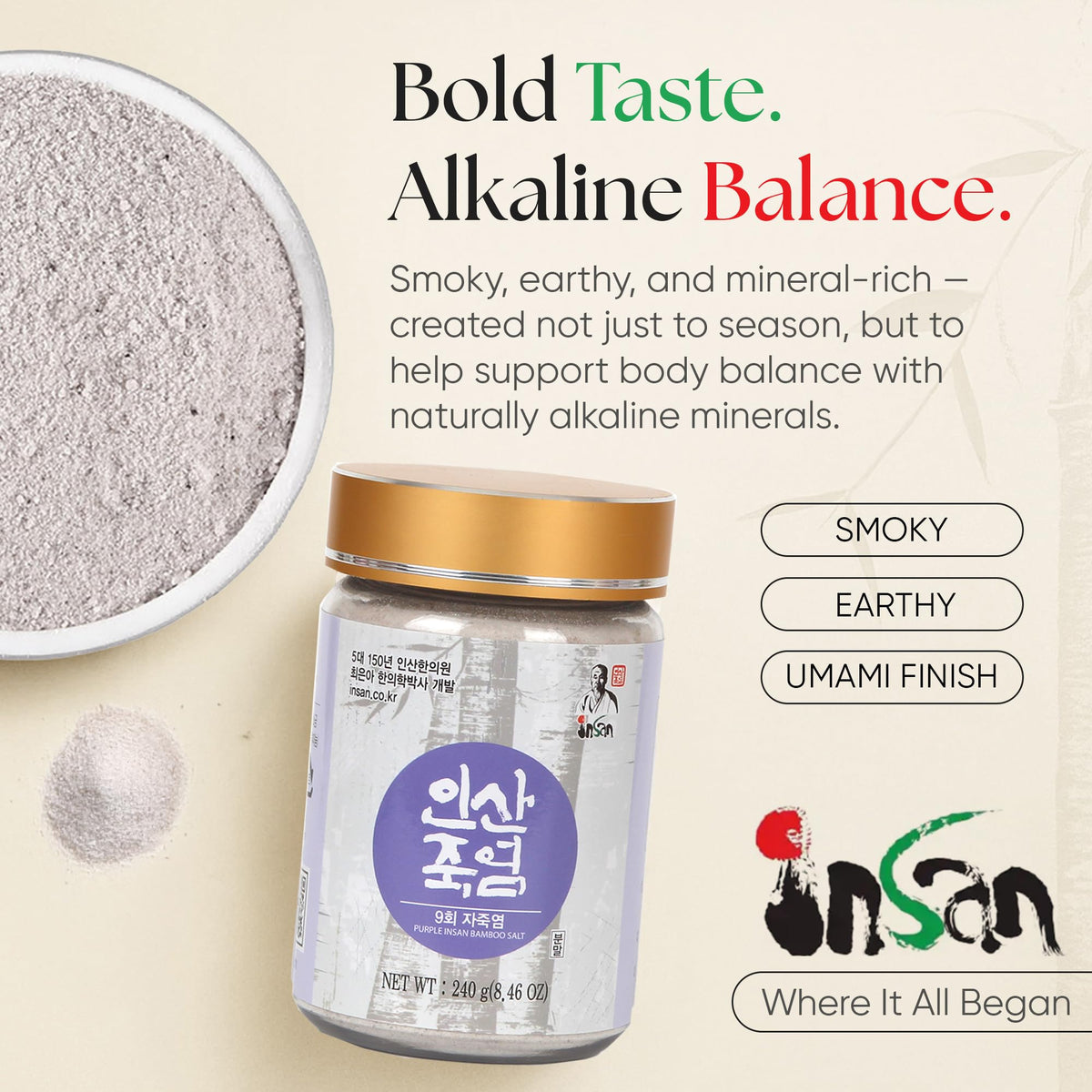 INSAN BAMBOO SALT in a stir-fry dish boosting flavor with mineral depth.