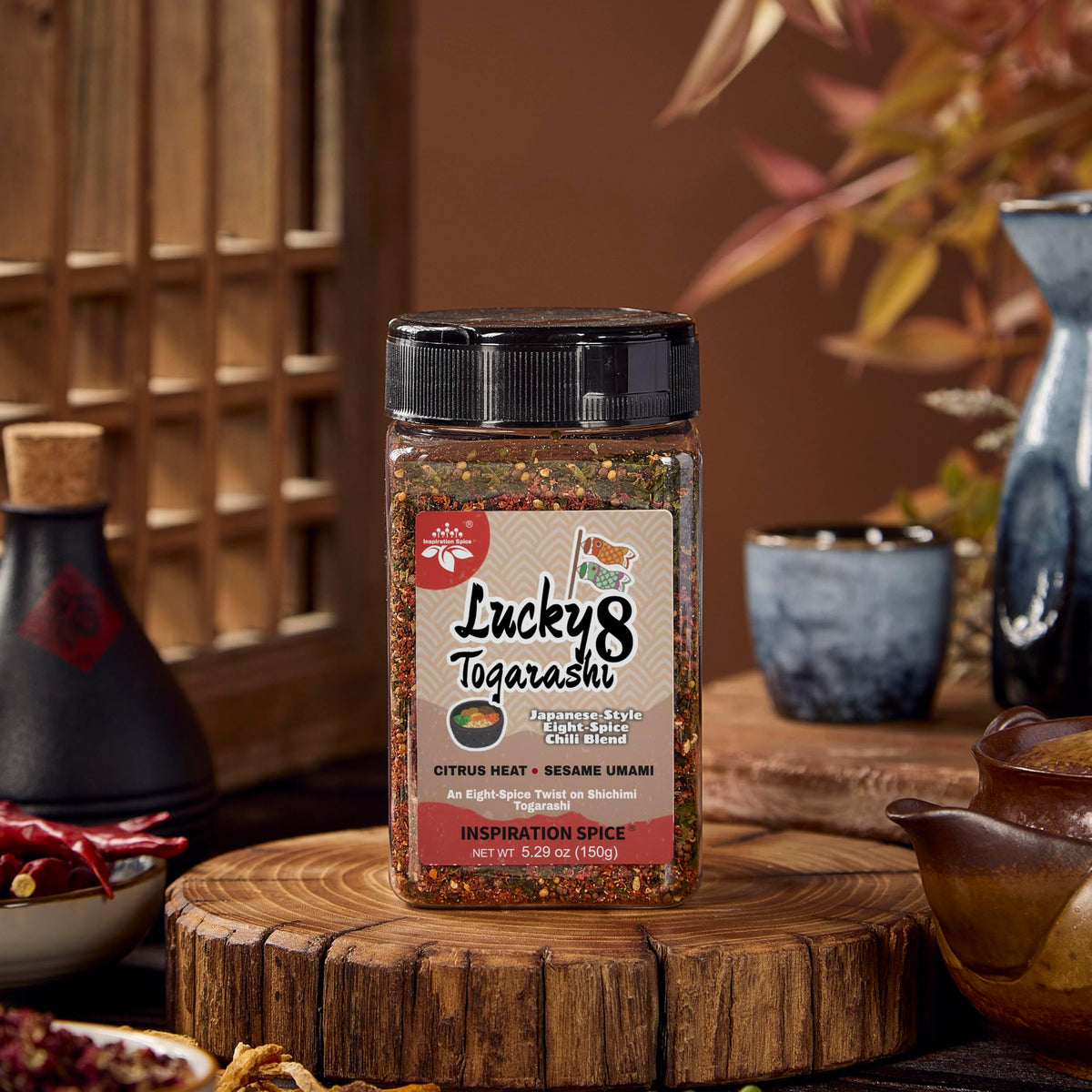 Sesame seeds and seaweed in Lucky 8 Togarashi bring subtle umami.