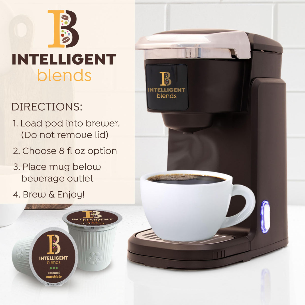 Intelligent Blends Arabica beans and solar-roasted process highlighted