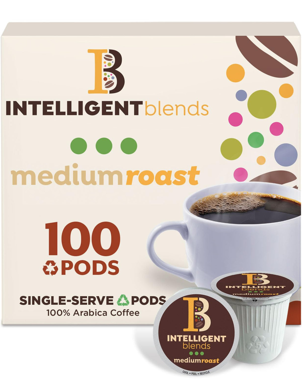 Intelligent Blends Medium Dark Roast pods packshot for easy purchase and quick brewing