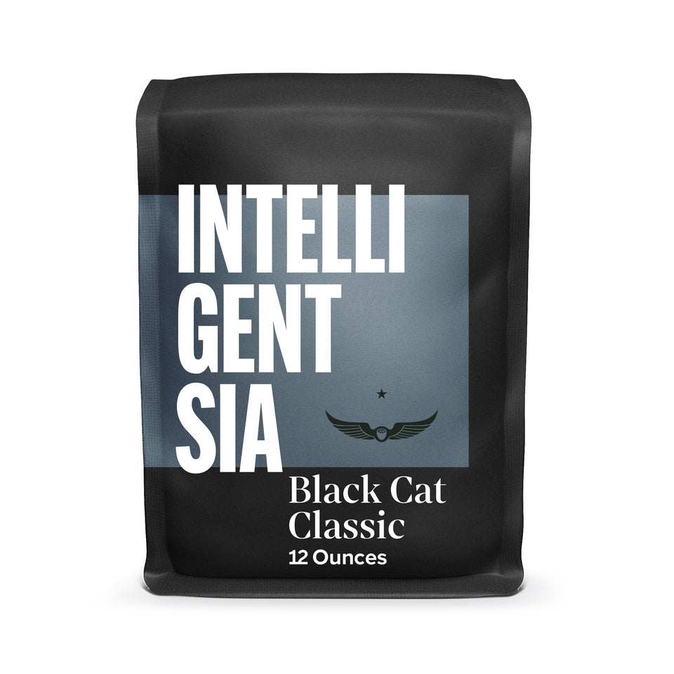 Intelligentsia Black Cat Classic Espresso bag of whole beans for home grinding and rich flavor.