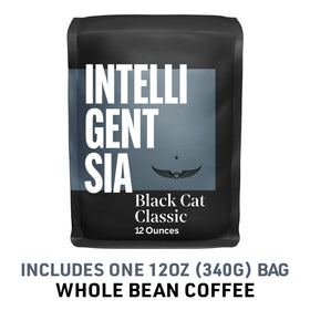 Intelligentsia Black Cat Classic Espresso label closeup highlighting premium, direct-trade sourcing.