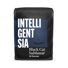 Intelligentsia Black Cat Sublunar espresso bag, rich dark roast ready for grinding and brewing.