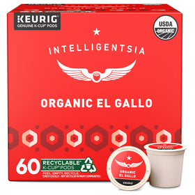 Intelligentsia El Gallo K-Cup pods in a six-box display, ready for Keurig.