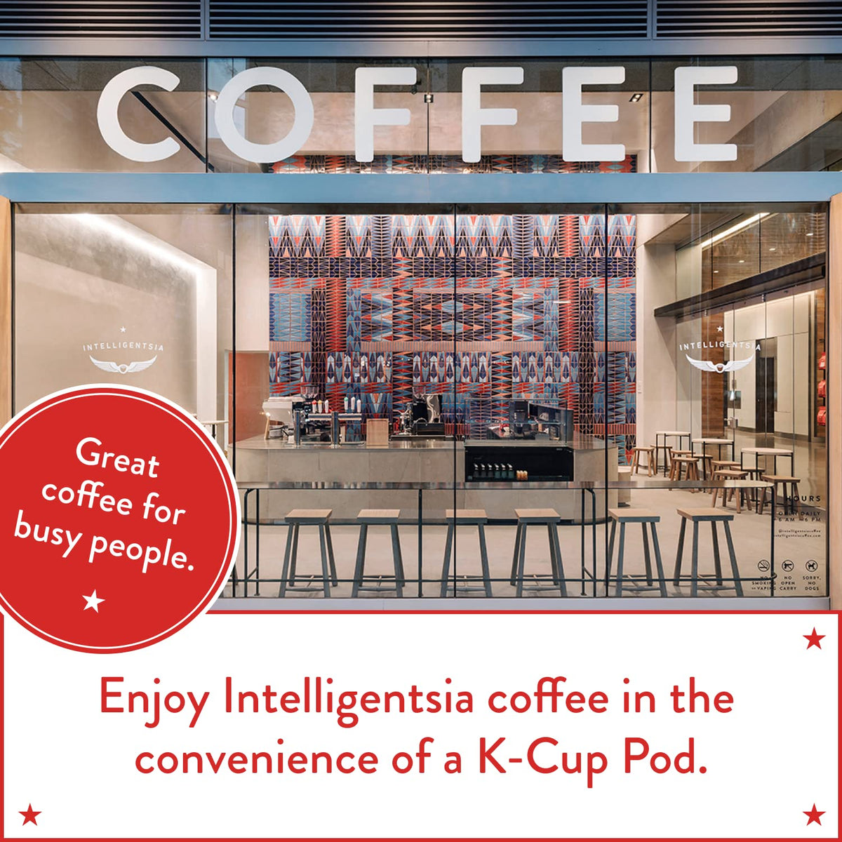 Intelligentsia recyclable K-Cup packaging graphic signaling sustainable use.