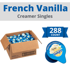 International Delight French Vanilla creamers pour-into-coffee close-up captures silky texture and aroma