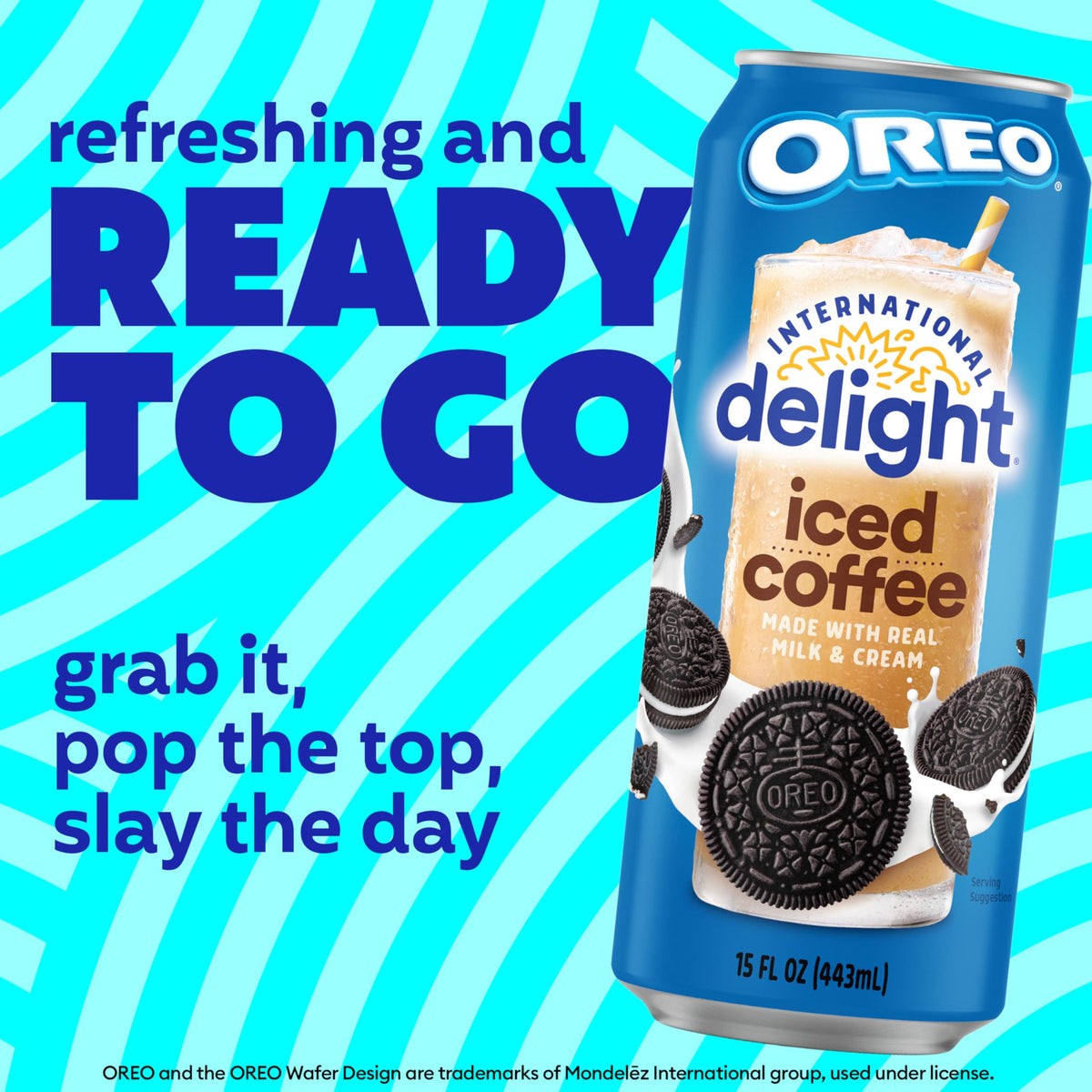 International Delight Oreo Cookie iced coffee in a glass conveys ready-to-drink convenience.