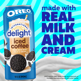 International Delight Oreo Cookie iced coffee pack highlights convenient 12-pack.