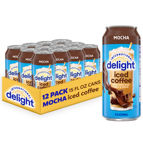 International Delight Mocha Iced Coffee can; creamy mocha flavor for on-the-go enjoyment.